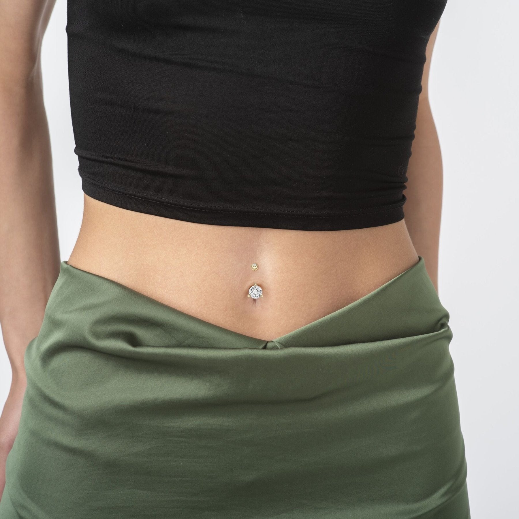 10K Yellow Gold 8 MM Cubic Zirconia Belly Ring