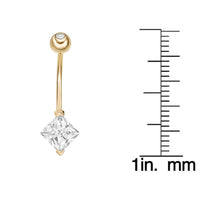 10K Yellow Gold 6 MM Princess Cubic Zirconia Belly Ring