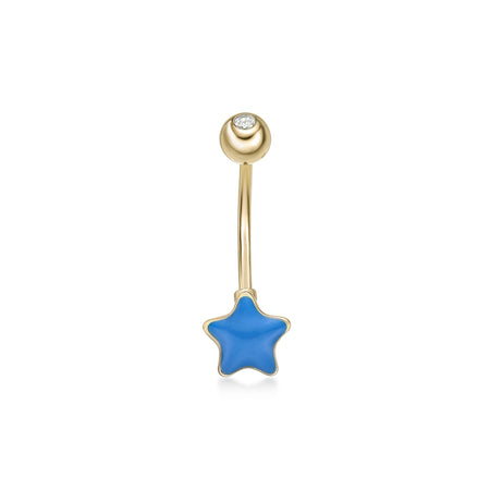 Blue Star Enamel Belly Ring - 16G
