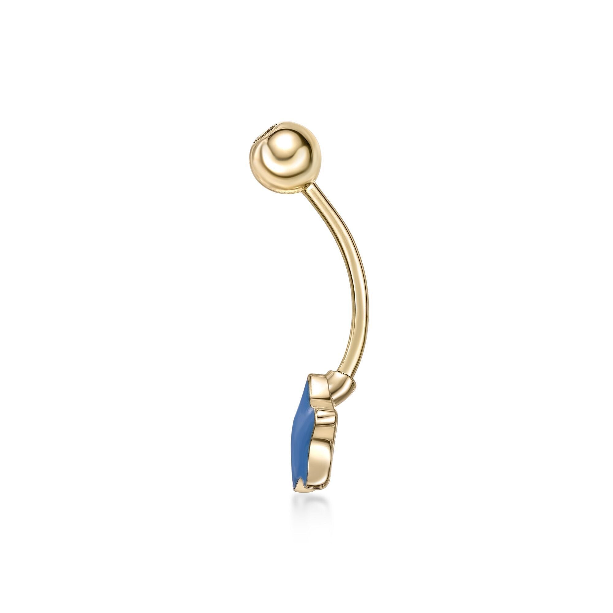 Blue Star Enamel Belly Ring - 16G