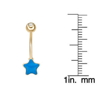 Blue Star Enamel Belly Ring - 16G