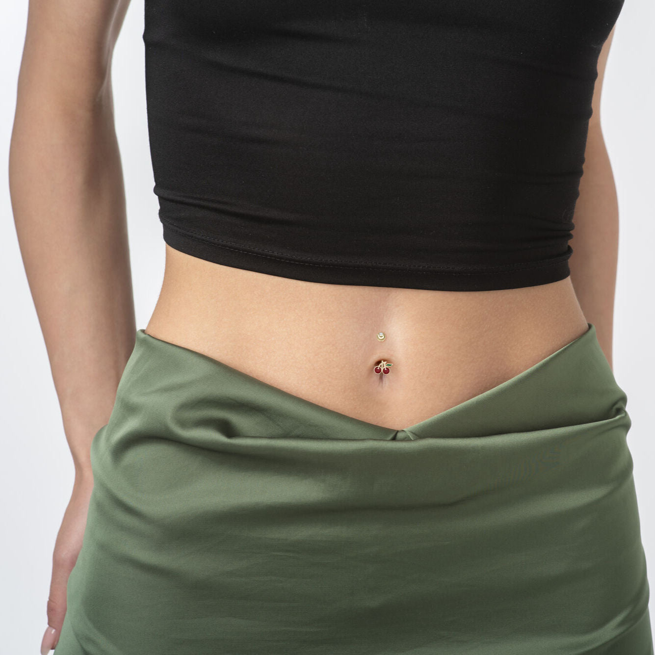 Cherry Enamel Belly Ring - 16G