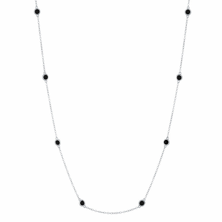 Birthstone Station Necklace in Sterling Silver