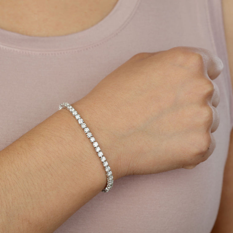 3.00 - 6.00 Carat Lab Grown Diamond Tennis Bracelet for Women in 925 Sterling Silver 7.25 Inch (G-H, VS2-SI1) Box with Tongue and Safety