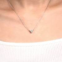 0.33 Carat Lab Grown Diamond 3 Stone Pyramid Pendant Necklace for Women in 10k White Gold on 18 Inch Chain (G-H, VS2-SI1) Spring Ring - 18 Inch Box Chain