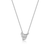 0.33 Carat Lab Grown Diamond 3 Stone Pyramid Pendant Necklace for Women in 10k White Gold on 18 Inch Chain (G-H, VS2-SI1) Spring Ring - 18 Inch Box Chain