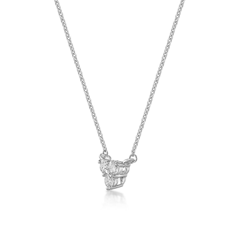 0.33 Carat Lab Grown Diamond 3 Stone Pyramid Pendant Necklace for Women in 10k White Gold on 18 Inch Chain (G-H, VS2-SI1) Spring Ring - 18 Inch Box Chain