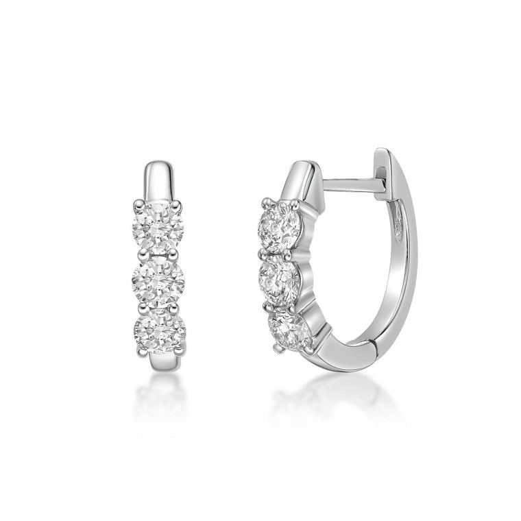 1.00 Carat Lab Grown Diamond Hinged Hoop Earrings in 10K White Gold (G-H, VS2-SI1)