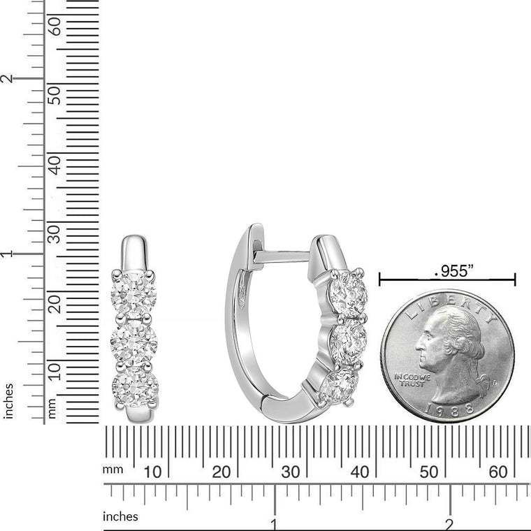 1.00 Carat Lab Grown Diamond Hinged Hoop Earrings in 10K White Gold (G-H, VS2-SI1)