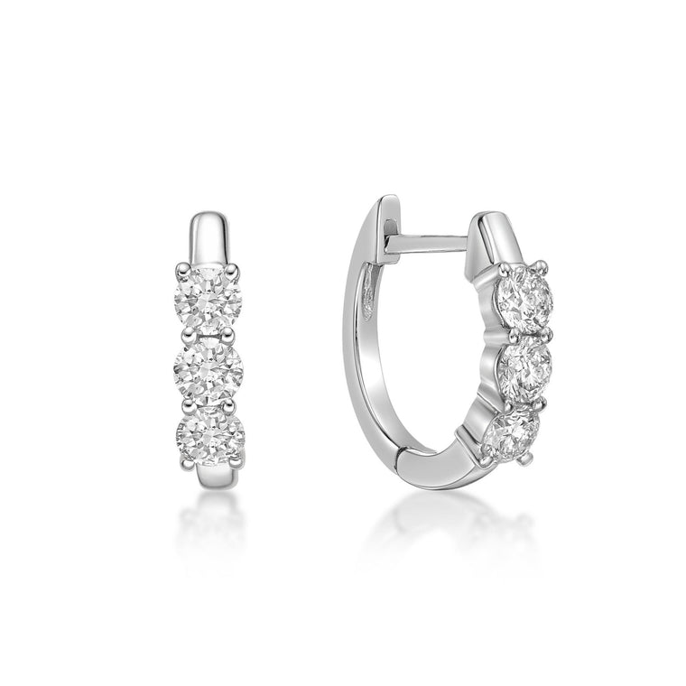 1.00 Carat Lab Grown Diamond Hinged Hoop Earrings in 10K White Gold (G-H, VS2-SI1)