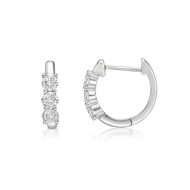 1.00 Carat Lab Grown Diamond Hinged Hoop Earrings in 10K White Gold (G-H, VS2-SI1)