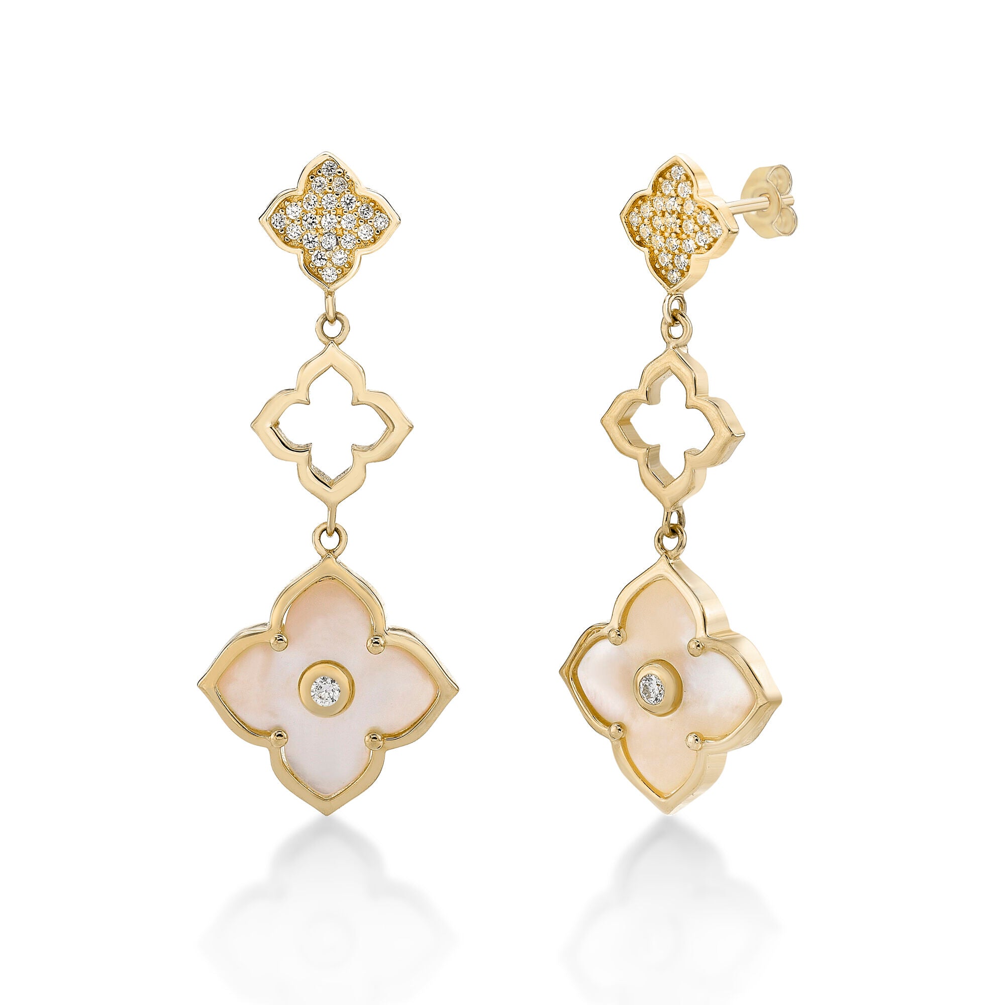 Flora Grand Triple Flower Cubic Zirconia Drop Earrings