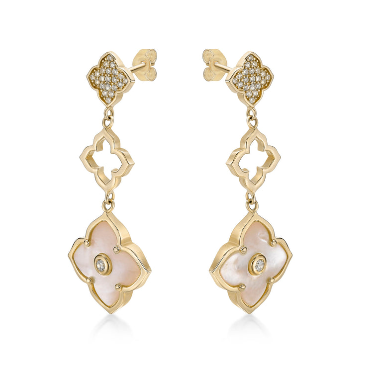 Flora Grand Triple Flower Cubic Zirconia Drop Earrings