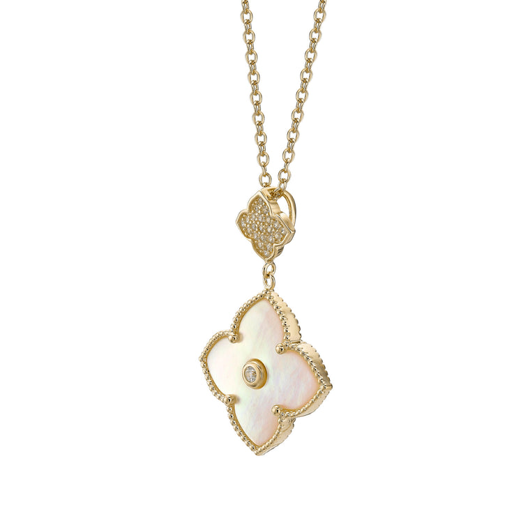 Flora Classic Double Flower Pendant Necklace