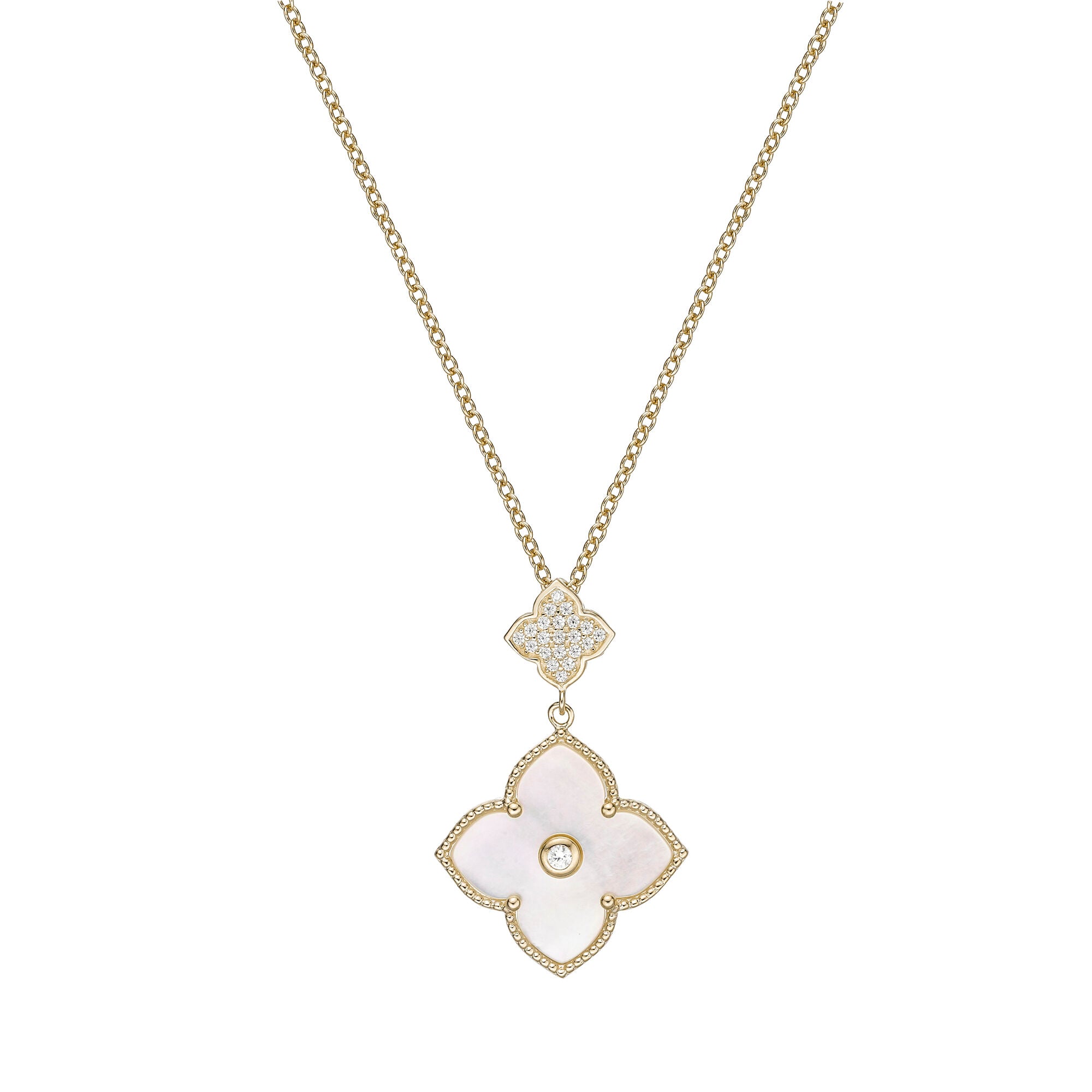 Flora Classic Double Flower Pendant Necklace