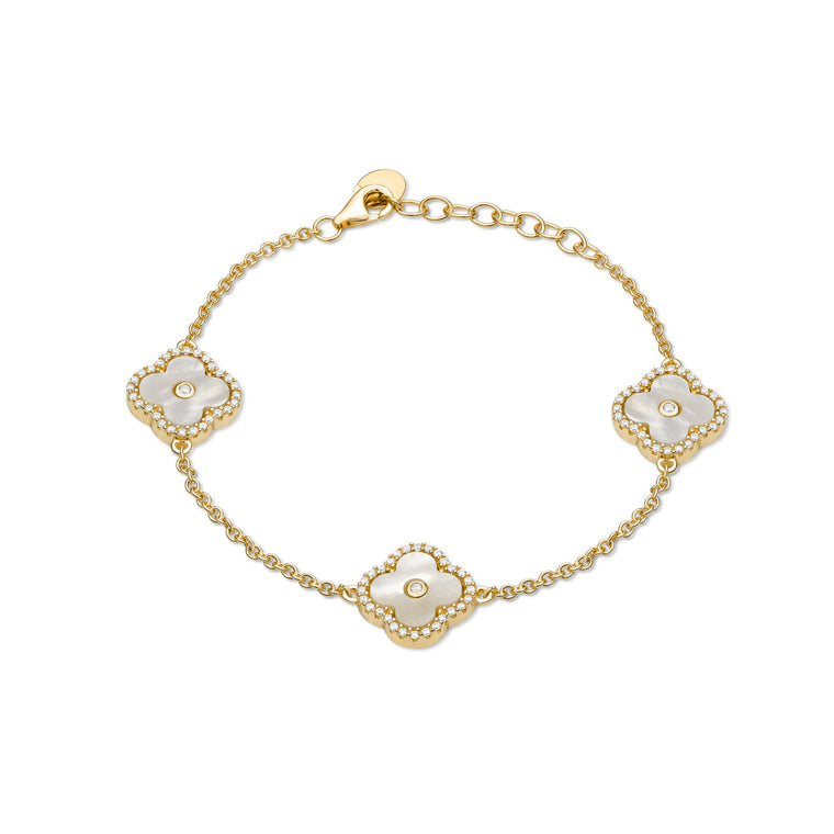 Flora Halo Three-Station Flower Bracelet