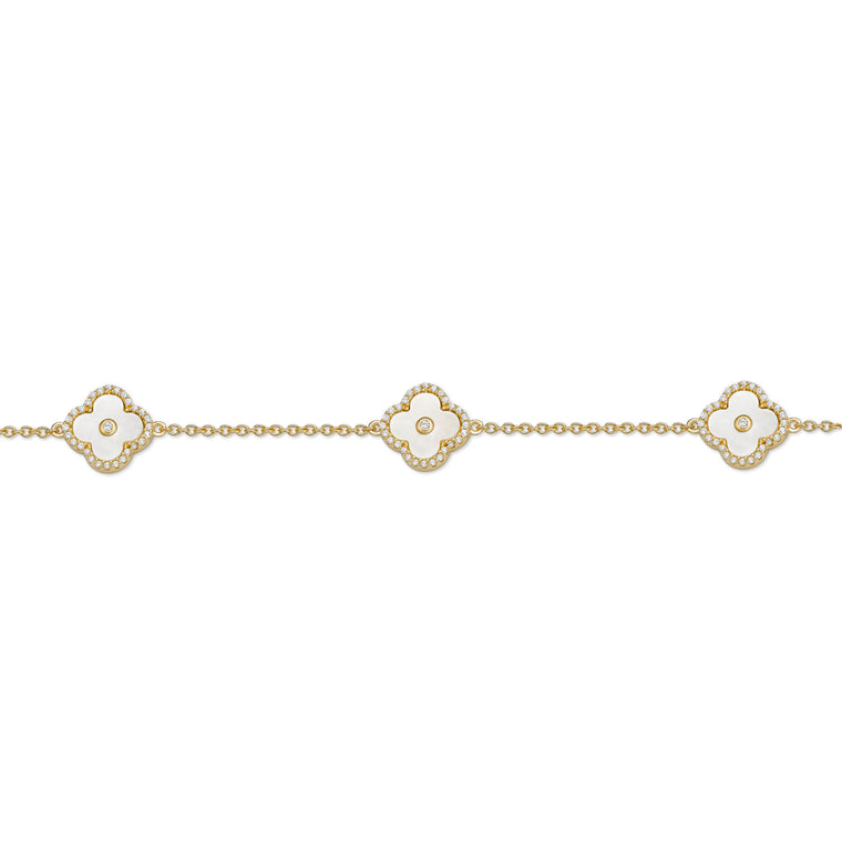 Flora Halo Three-Station Flower Bracelet