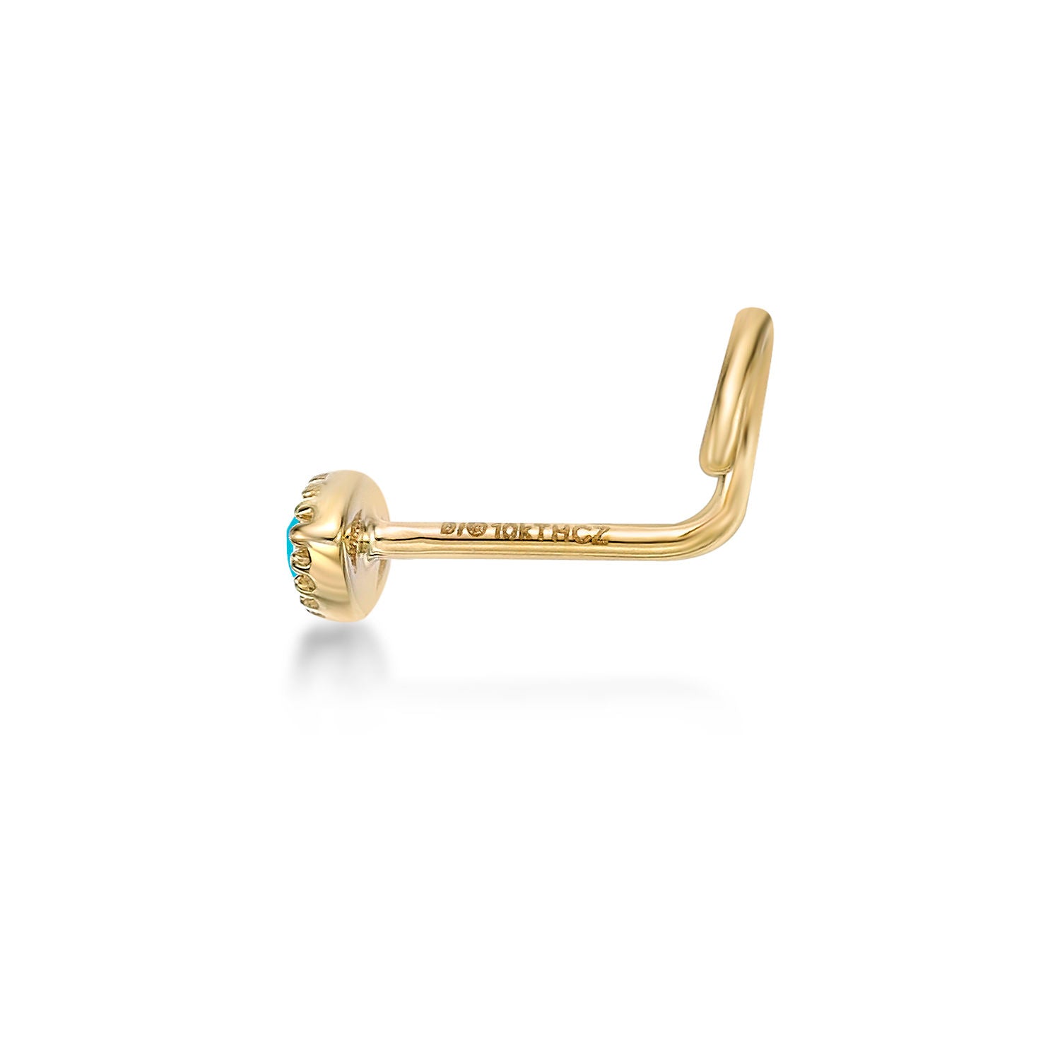 10K Gold Screw Evil Eye Nose Ring - 20G
