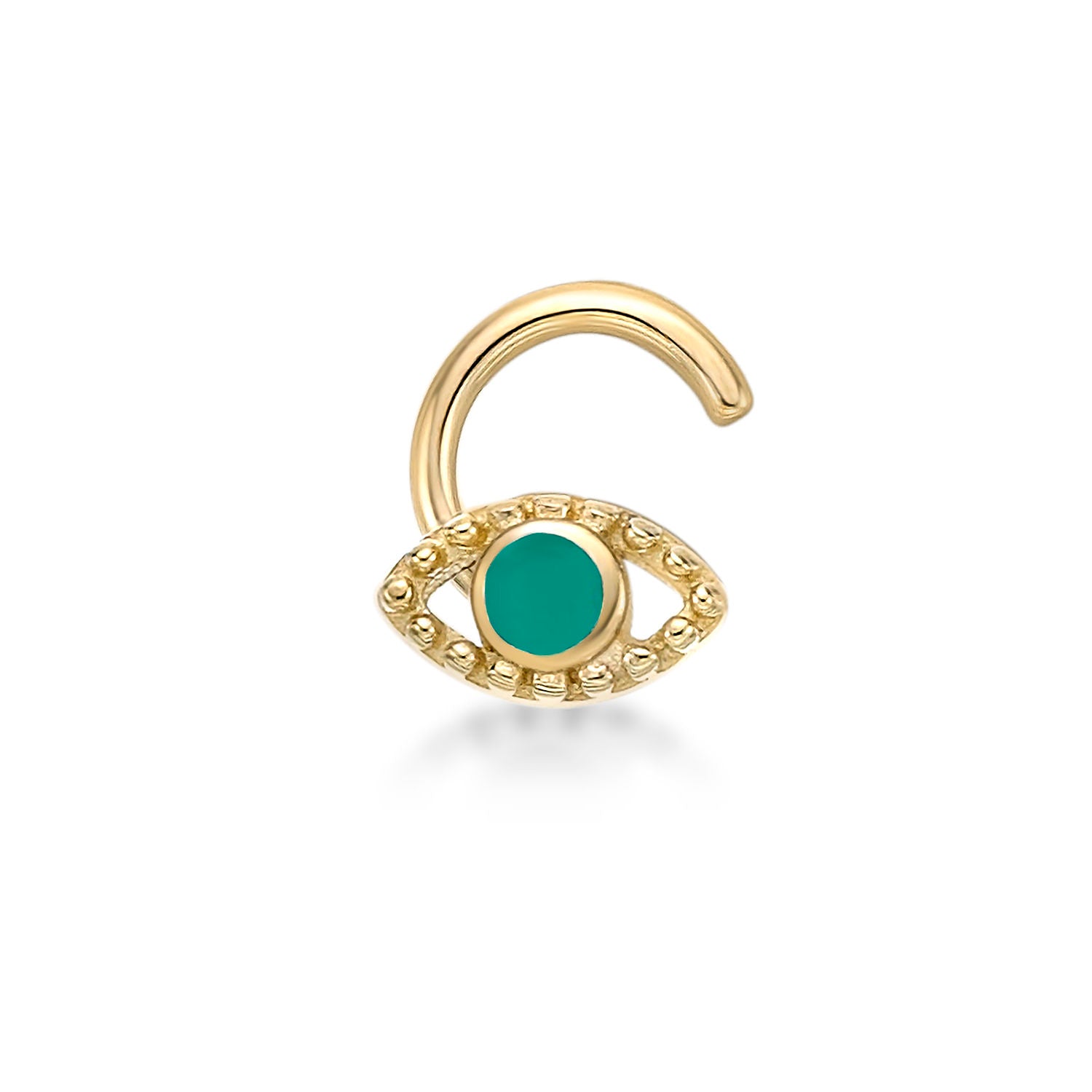 10K Gold Screw Evil Eye Nose Ring - 20G