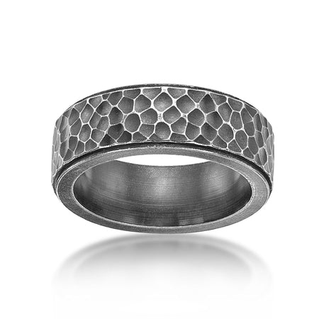 Hammered Texture Ring in Antique Finish Stainless Steel