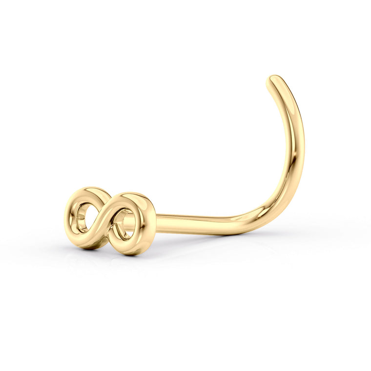 14K Screw Infinity Curved Nose Ring - 20G