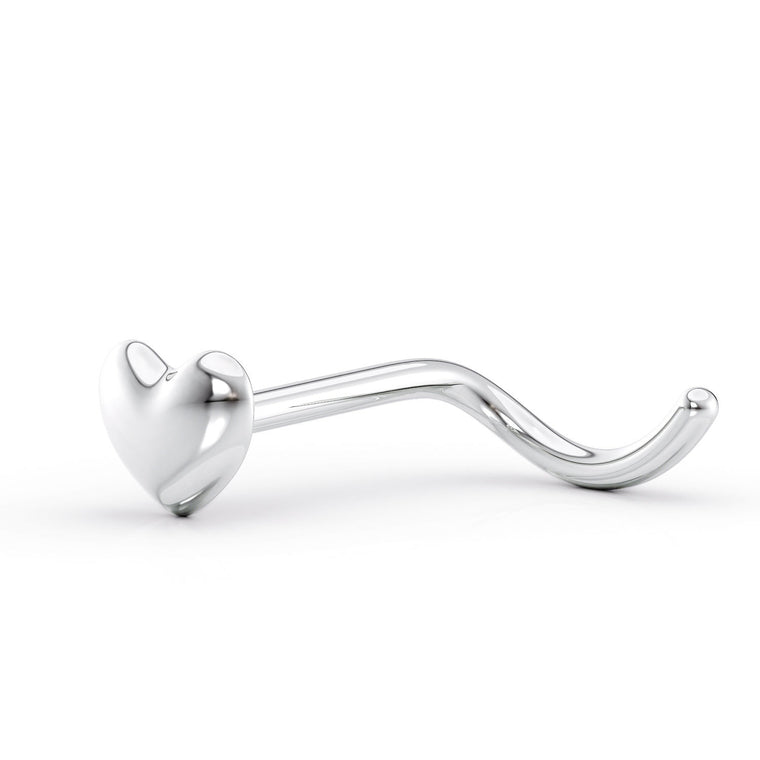 14K Heart Curved Nose Ring - 20G