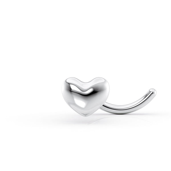 14K Heart Curved Nose Ring - 20G
