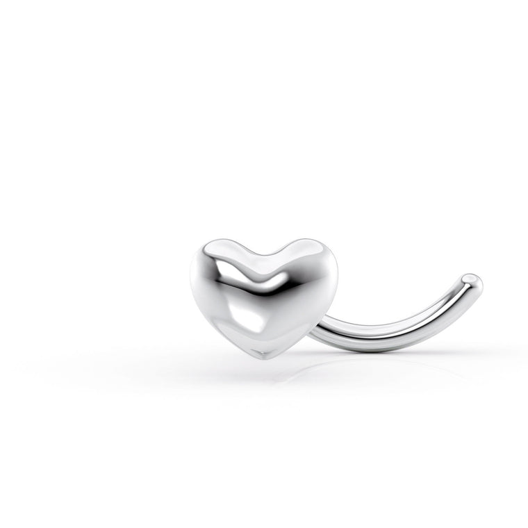14K Heart Curved Nose Ring - 20G