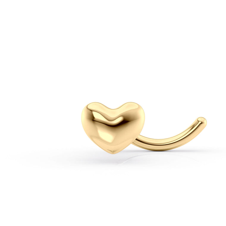 14K Heart Curved Nose Ring - 20G