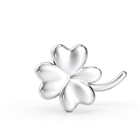 14K Clover Curved Nose Ring - 20G