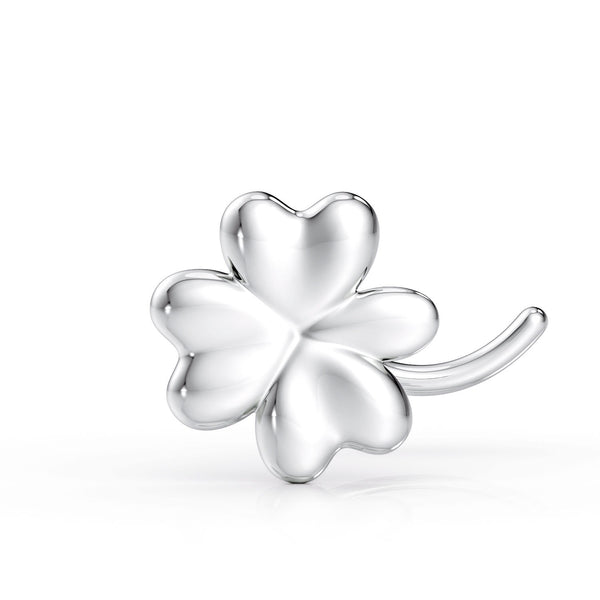 14K Clover Curved Nose Ring - 20G
