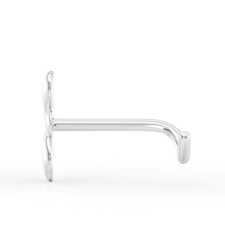 14K Clover Curved Nose Ring - 20G