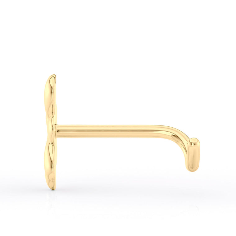 14K Clover Curved Nose Ring - 20G