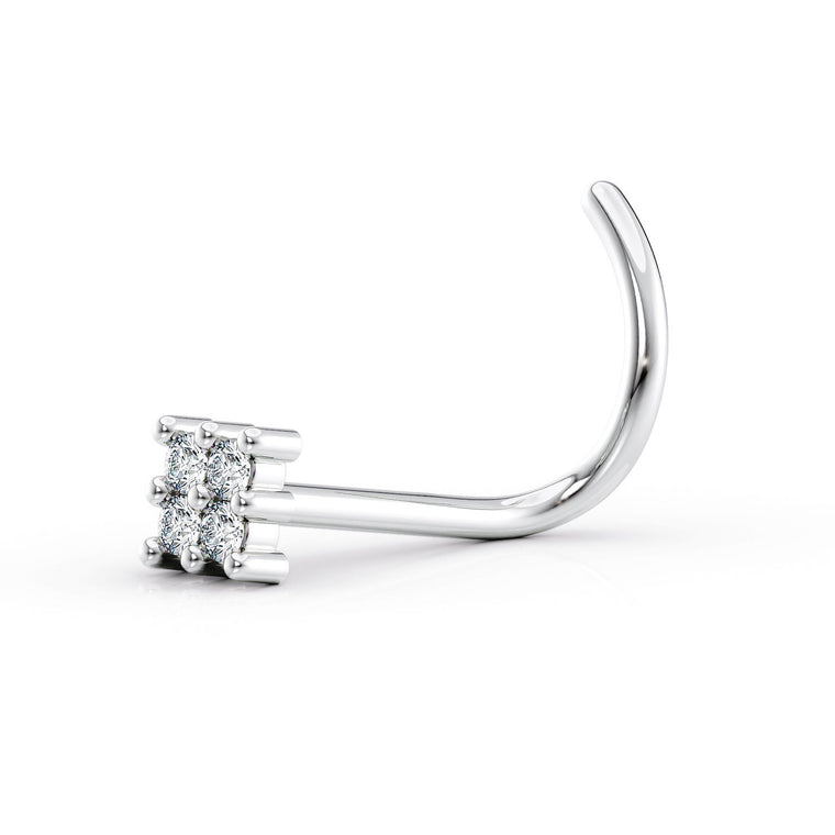 14K Cubic Zirconia Curved Nose Ring - 20G
