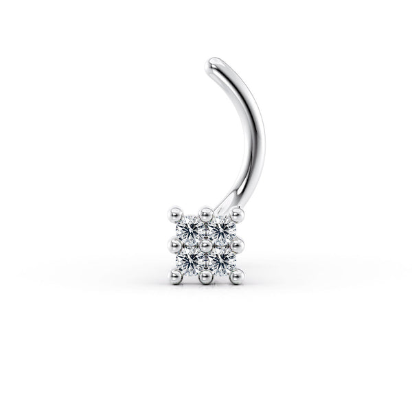 14K Cubic Zirconia Curved Nose Ring - 20G