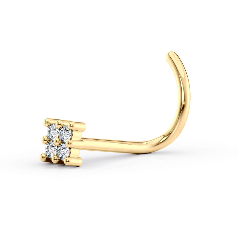 14K Cubic Zirconia Curved Nose Ring - 20G