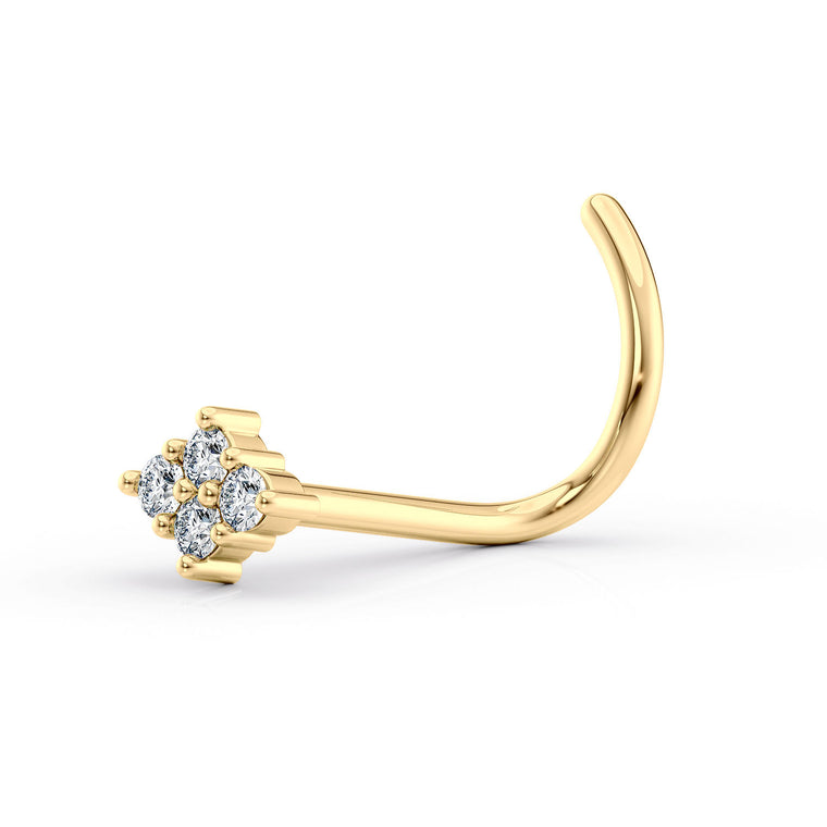 14K Cubic Zirconia Curved Nose Ring - 20G