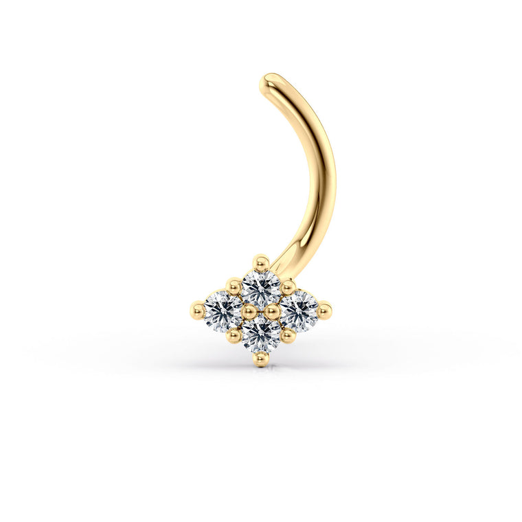 14K Cubic Zirconia Curved Nose Ring - 20G