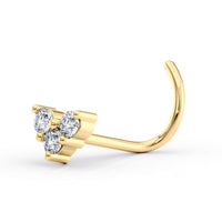 14K Cubic Zirconia Heart Curved Nose Ring - 20G