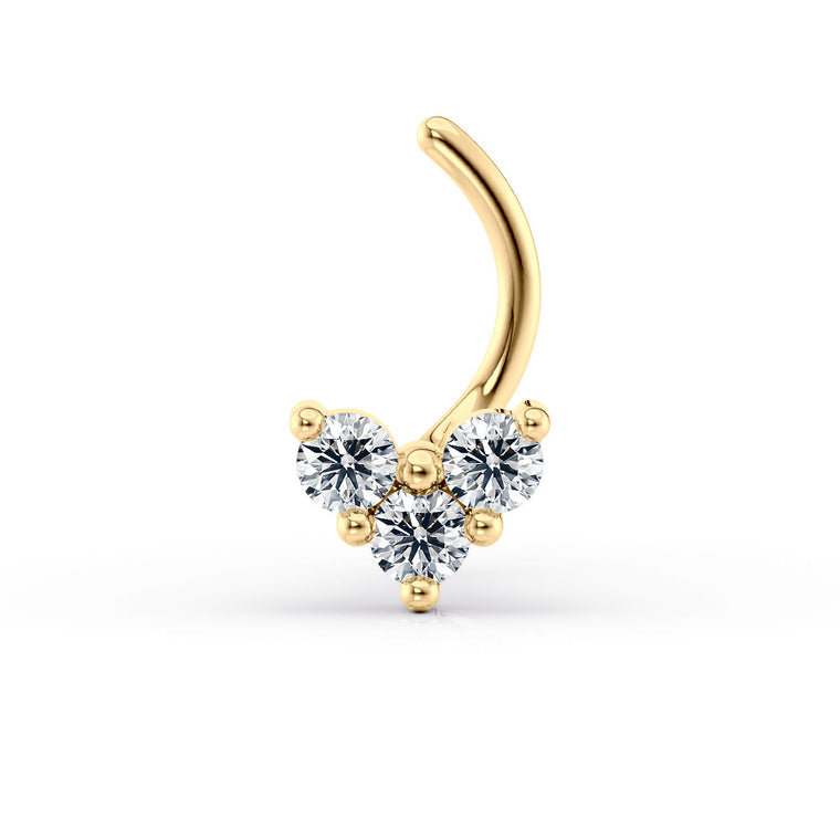 14K Cubic Zirconia Heart Curved Nose Ring - 20G