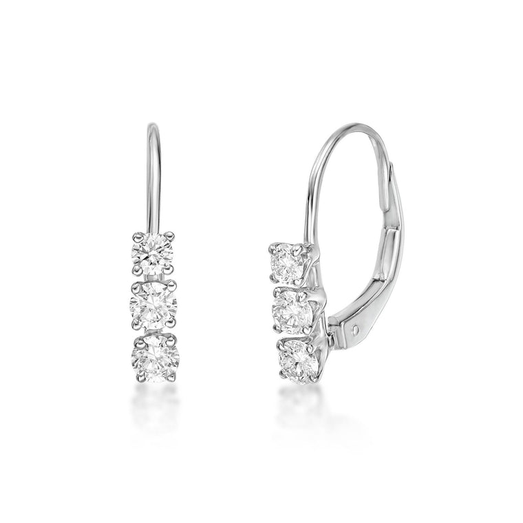 10K White Gold Lab Grown Diamond  Leaverback Earrings, 0.50 Carat