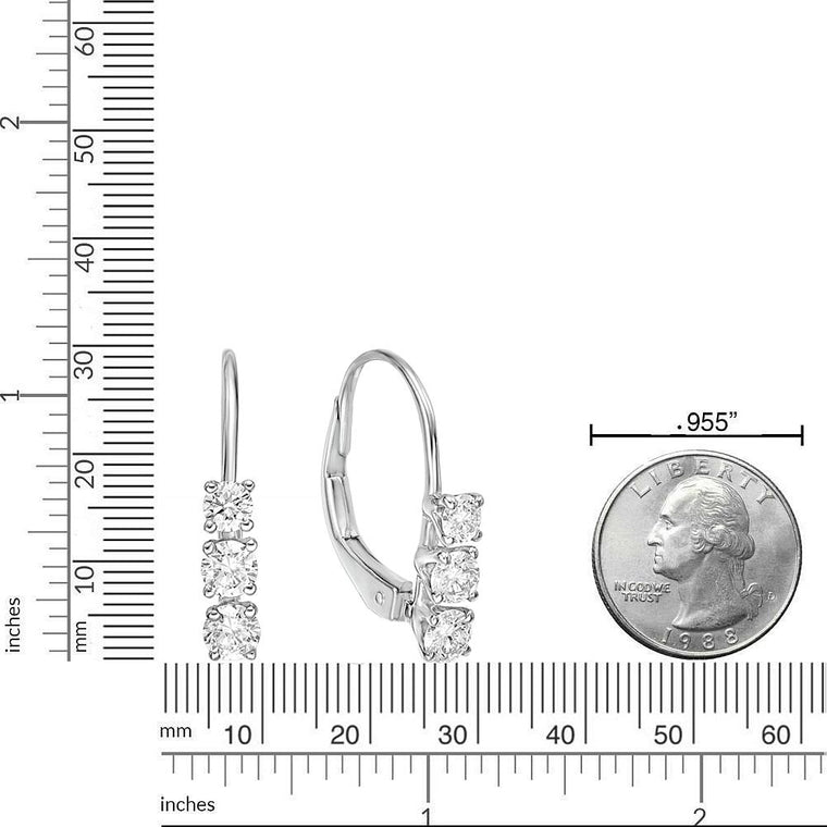 10K White Gold Lab Grown Diamond  Leaverback Earrings, 0.50 Carat