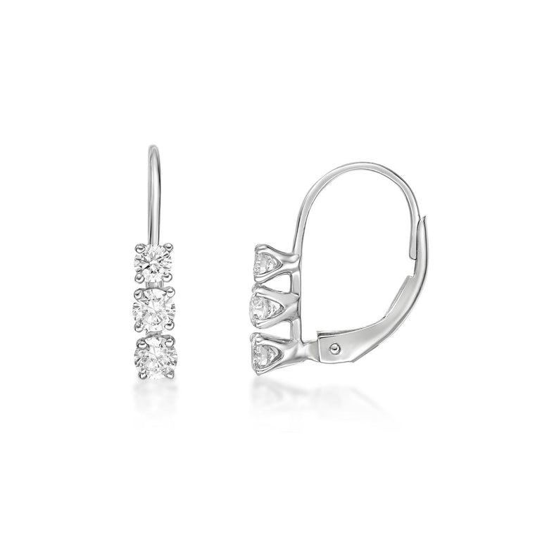 10K White Gold Lab Grown Diamond  Leaverback Earrings, 0.50 Carat