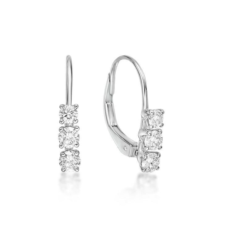 10K White Gold Lab Grown Diamond  Leaverback Earrings, 0.50 Carat