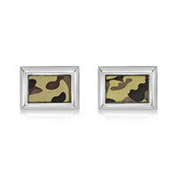 Camoflague Rectanlge Cufflinks  in Stainless Steel