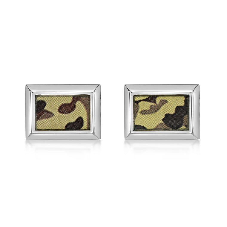Camoflague Rectanlge Cufflinks  in Stainless Steel