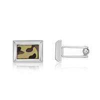 Camoflague Rectanlge Cufflinks  in Stainless Steel