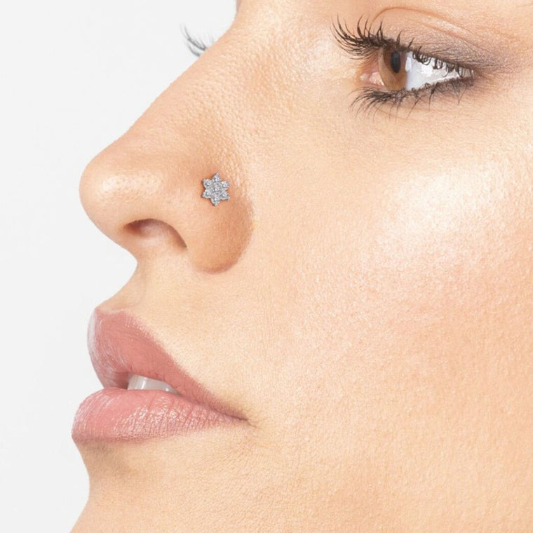 20 G (0.8 mm) Lab Grown Diamond Straight-Stud Nose Ring in 14K Gold