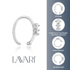 14K Gold Three-Stone 0.025 Carat Lab Grown Diamond Nose Hoop - 20G