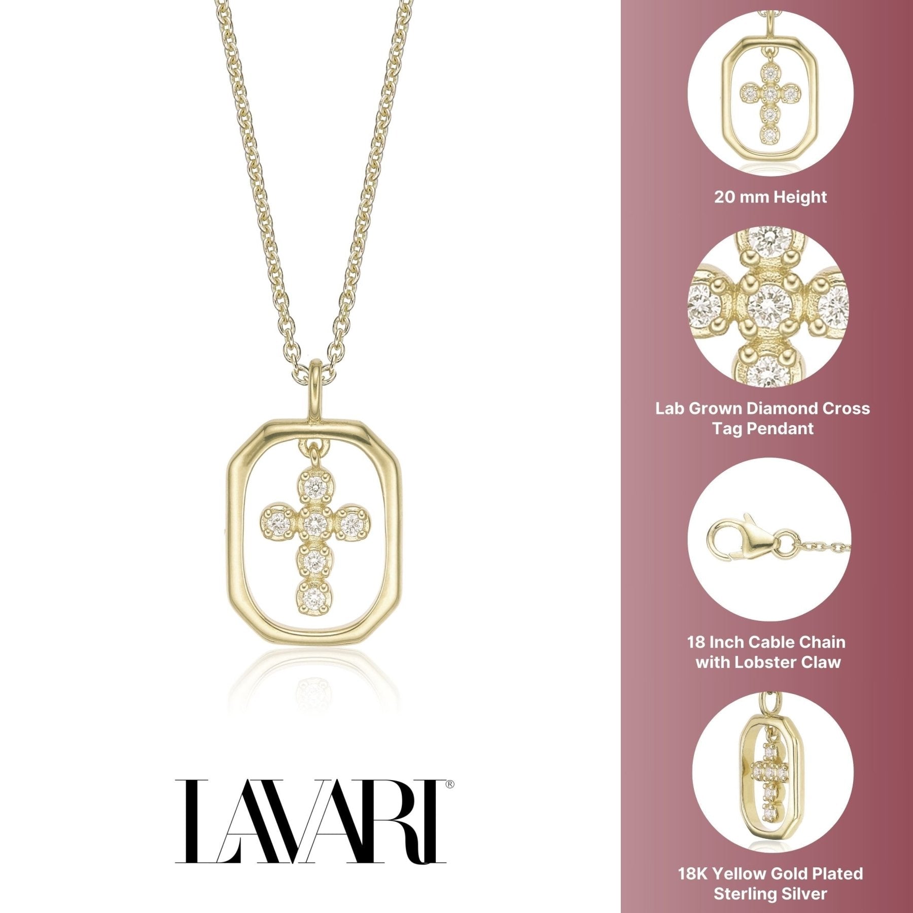 Square Cross Pendant Necklace